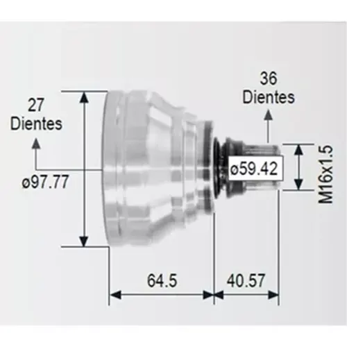 Espiga Homocinetica Rueda Bora 1.9 2.0 2.5 06-10 Caddy 1.2 14-17 CC 2.0 07-10 EOS 2.0 10 Golf 1.4 09-16 GTI 2.0 05-16 Jetta A6 2.5 11-16 2.0 11.-17 1.4 18 Tiguan 1.4 09-16 Altea 2.0 06-09 Leon 1.8 09-17 2.0 05-16 Toledo 2.0 05-16 36 Ext/27 Int TMCVV023