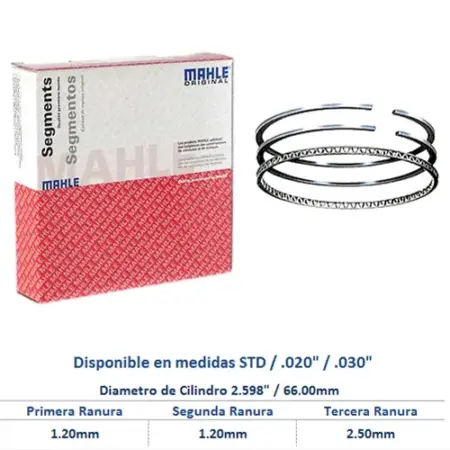 Anillos Motor Atos 1.1 12V 05-10 Ranura Aceite 2.0mm Mahle 42234CP-030